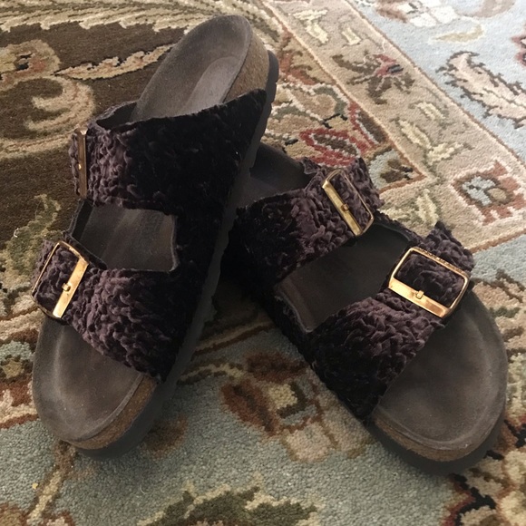 Birkenstock Shoes - Arizona Birkenstock Crushed Velvet brown, size 38